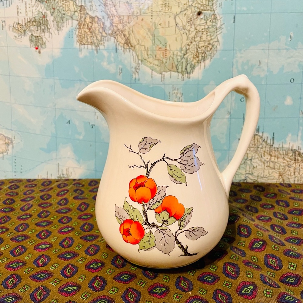 70s Laird Pottery 7" Floral Pitcher/Vase